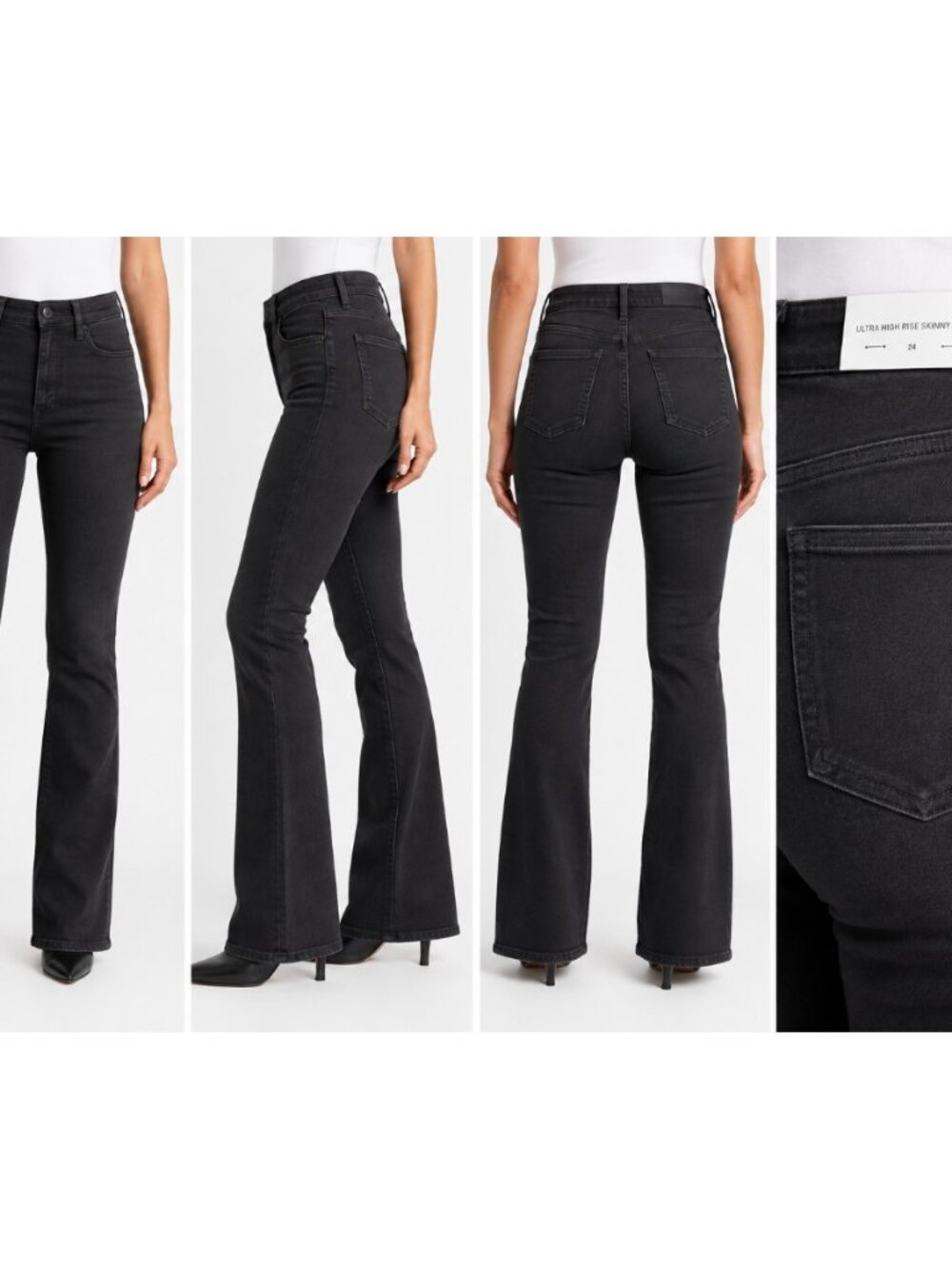 7 For All Mankind Ultra High Rise Skinny Boot Jeans Black NFO Size 24 NWT